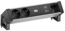 Bachmann 937.304 DESK2 ALU BLACK 2xf. 1xCM 1xUSB